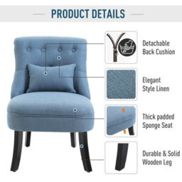 Wyld Haus Zilono Set Of 2 Blue Armless Button-Tufted Tub Chairs With Linen-Look Upholstery - thumbnail 4