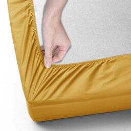 Ameha King Plain Dyed Fitted Sheet 40Cm- Extra Deep Pocket Ochre Fitted Bed Sheets Soft Microfiber Bedding Sheet 152X200 Cm - thumbnail 5