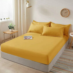 Ameha King Plain Dyed Fitted Sheet 40Cm- Extra Deep Pocket Ochre Fitted Bed Sheets Soft Microfiber Bedding Sheet 152X200 Cm - thumbnail 4