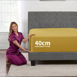 Ameha King Plain Dyed Fitted Sheet 40Cm- Extra Deep Pocket Ochre Fitted Bed Sheets Soft Microfiber Bedding Sheet 152X200 Cm - thumbnail 3