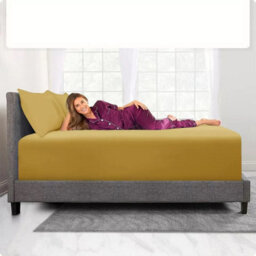 Ameha King Plain Dyed Fitted Sheet 40Cm- Extra Deep Pocket Ochre Fitted Bed Sheets Soft Microfiber Bedding Sheet 152X200 Cm - thumbnail 2