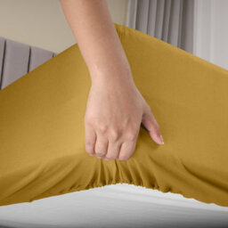 Ameha King Plain Dyed Fitted Sheet 40Cm- Extra Deep Pocket Ochre Fitted Bed Sheets Soft Microfiber Bedding Sheet 152X200 Cm - thumbnail 9