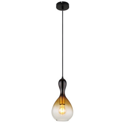 Luminosa Lighting Luminosa Aladdin 16.5Cm Dome Pendant Ceiling Light Matt Black Smoke Glass Shade 1X E27 - image 1