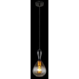 Luminosa Lighting Luminosa Aladdin 16.5Cm Dome Pendant Ceiling Light Matt Black Smoke Glass Shade 1X E27 - thumbnail 4