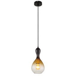 Luminosa Lighting Luminosa Aladdin 16.5Cm Dome Pendant Ceiling Light Matt Black Smoke Glass Shade 1X E27 - thumbnail 1