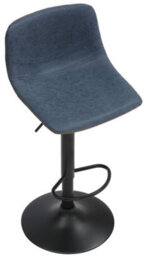 Lamboro Antico Faux Leather Kitchen Bar Stool, Matt Black Stem & Base, Adjustable Gas Lift With Backrest, Breakfast Bar Stool - Blue - thumbnail 5