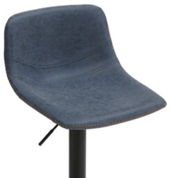 Lamboro Antico Faux Leather Kitchen Bar Stool, Matt Black Stem & Base, Adjustable Gas Lift With Backrest, Breakfast Bar Stool - Blue - thumbnail 4