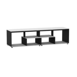 Urbn-Living Urbnliving 160Cm Height White/black Large Double Wooden Side Coffee Table With Storage Shelves Tv Stand - thumbnail 4