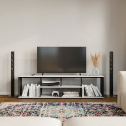 Urbn-Living Urbnliving 160Cm Height White/black Large Double Wooden Side Coffee Table With Storage Shelves Tv Stand