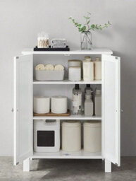 Songmics Vasagle Bathroom Floor Storage Cabinet With Double Door Adjustable Shelf, 23.6 X 11.8 X 31.5 Inches - thumbnail 5