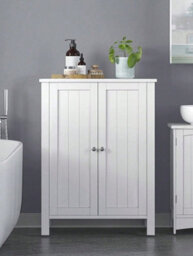 Songmics Vasagle Bathroom Floor Storage Cabinet With Double Door Adjustable Shelf, 23.6 X 11.8 X 31.5 Inches - thumbnail 2