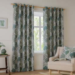 Wylder Ophelia Floral Jacquard Room Darkening Eyelet Curtain Pair Thyme/mineral (W)168Cmx (D)183Cm - thumbnail 1