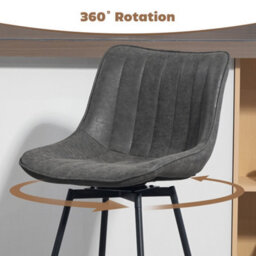 Homcom Swivel Bar Stools Set Of 2, Pu Leather Upholstered Bar Chairs, Grey - thumbnail 5