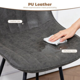 Homcom Swivel Bar Stools Set Of 2, Pu Leather Upholstered Bar Chairs, Grey - thumbnail 7