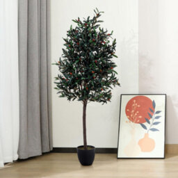Living And Home Artificial Plant Fake Olive Tree Home Decorative In Black Plastic Pot H190 Cm