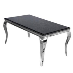 Stratus Interiors Louis Marble Top Dining Table With Long Metal Legs - Doorstep Delivery Only No Assembly - 1 Mt - White Marble