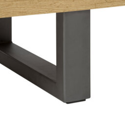 Beliani Industrial Sideboard 3-Door 4-Shelf - Light Brown Oak Effect, Grey Metal Sled Base, W1400 X D420 X H790mm - thumbnail 9