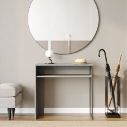 Grey Wooden & Steel Console Display Table Living Room Hallway W/ Storage Shelf 80Cm - thumbnail 3