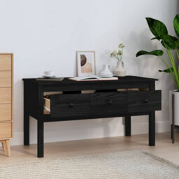 Berkfield Coffee Table Black 102X49X55 Cm Solid Wood Pine - thumbnail 3