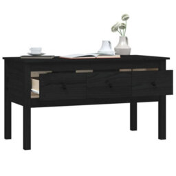 Berkfield Coffee Table Black 102X49X55 Cm Solid Wood Pine - thumbnail 5