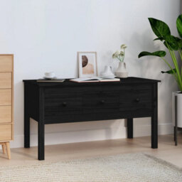 Berkfield Coffee Table Black 102X49X55 Cm Solid Wood Pine - thumbnail 1