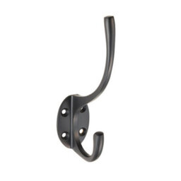 2X Victorian Hat & Coat Hook On Oval Backplate 64mm Projection Matt Black - thumbnail 5
