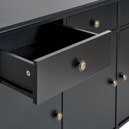 Beliani 3-Door Sideboard - Black Mdf With Pine Legs And Distressed Gold Knobs - Modern Storage Cabinet - thumbnail 7
