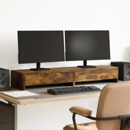 Walplus Monitor Stand With Drawers Smoked Oak 100X27X15 Cm Engineered Wood - thumbnail 1