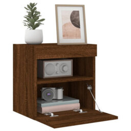 Berkfield Tv Wall Cabinet With Led Lights Brown Oak 40X30X40 Cm - thumbnail 7