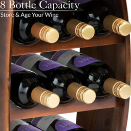 Barrel Wine Rack Wooden Free Standing 8 Bottle - thumbnail 4