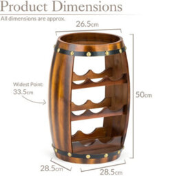 Barrel Wine Rack Wooden Free Standing 8 Bottle - thumbnail 2