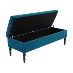 Safar 180Cm Ottoman Storage Bench - Plush Velvet Shoe Bench - Emerald Green Lined Upholstery Storage Footstool - thumbnail 5