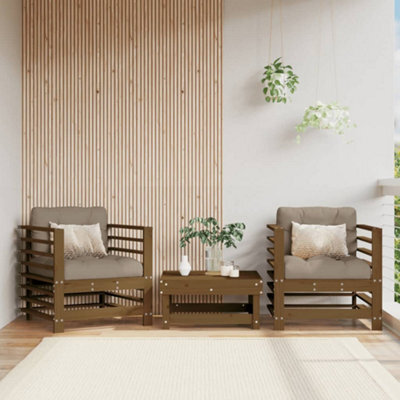 Berkfield Garden Chairs With Cushions 2 Pcs Honey Brown Solid Wood Pine - image 1