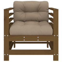 Berkfield Garden Chairs With Cushions 2 Pcs Honey Brown Solid Wood Pine - thumbnail 4