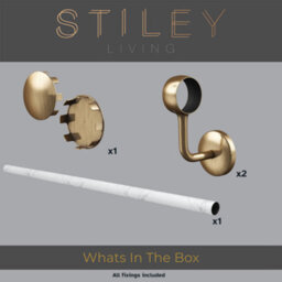 Stiley Living Marble Effect/antique Brass Stair Handrail Kit 1.2M, Wall Mounted Banister Rail, 10Yr Guarantee - thumbnail 2