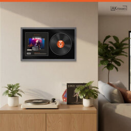"30X17"" Dark Grey Modern Vinyl Record Frame With Black Mount For 12 Inch Lp Album Cover & Disc - Ak Frames" - thumbnail 5