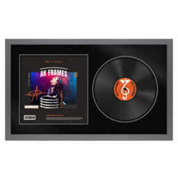 "30X17"" Dark Grey Modern Vinyl Record Frame With Black Mount For 12 Inch Lp Album Cover & Disc - Ak Frames" - thumbnail 1