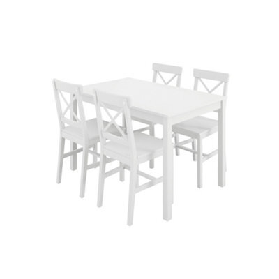 LPD Crawford White 4 Seater Dining Table - Sturdy Design With Satin X-Back Chairs - image 1