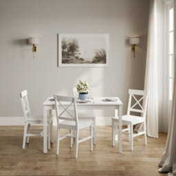 LPD Crawford White 4 Seater Dining Table - Sturdy Design With Satin X-Back Chairs - thumbnail 6