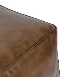 Elm Home And Garden 100% Real Genuine Leather Large Pommel Footstool Ottoman Tan Brown - thumbnail 3