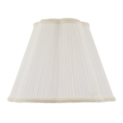 Happy Homewares White Victorian Pleated Faux Silk Lamp Shade With Embroidered Trims - image 1