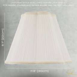 Happy Homewares White Victorian Pleated Faux Silk Lamp Shade With Embroidered Trims - thumbnail 7