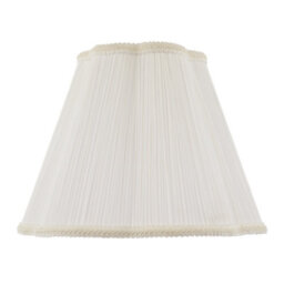 Happy Homewares White Victorian Pleated Faux Silk Lamp Shade With Embroidered Trims - thumbnail 1