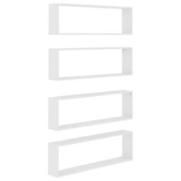 Berkfield Wall Cube Shelf 4 Pcs White 100X15X30 Cm Engineered Wood - thumbnail 2