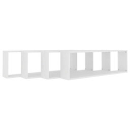 Berkfield Wall Cube Shelf 4 Pcs White 100X15X30 Cm Engineered Wood - thumbnail 4