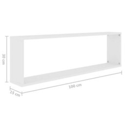 Berkfield Wall Cube Shelf 4 Pcs White 100X15X30 Cm Engineered Wood - thumbnail 9