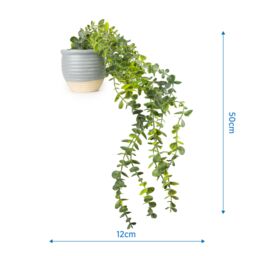 Candlelight Green 50Cm Eucalyptus Artificial Plant In Grey Ceramic Pot - thumbnail 6