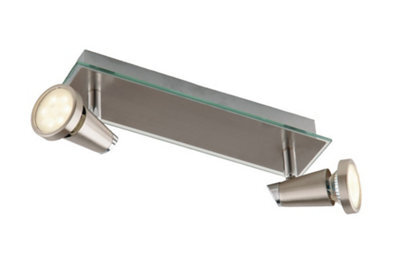 Luminosa Lighting Luminosa Spot Led 2 Light Twin Adjustable Spotlight Nickel 400Lm 2700K 29X12X7Cm - image 1