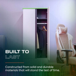 X Rocker Carbon-Tek Led 2-Door Wardrobe With Drawer - White Rgb - thumbnail 6