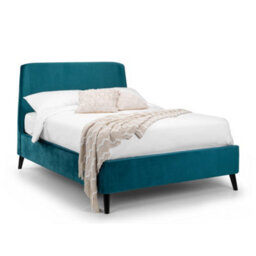 Oakham Nectarine Curved Velvet Bed - Teal -  Double (135Cm) - thumbnail 1